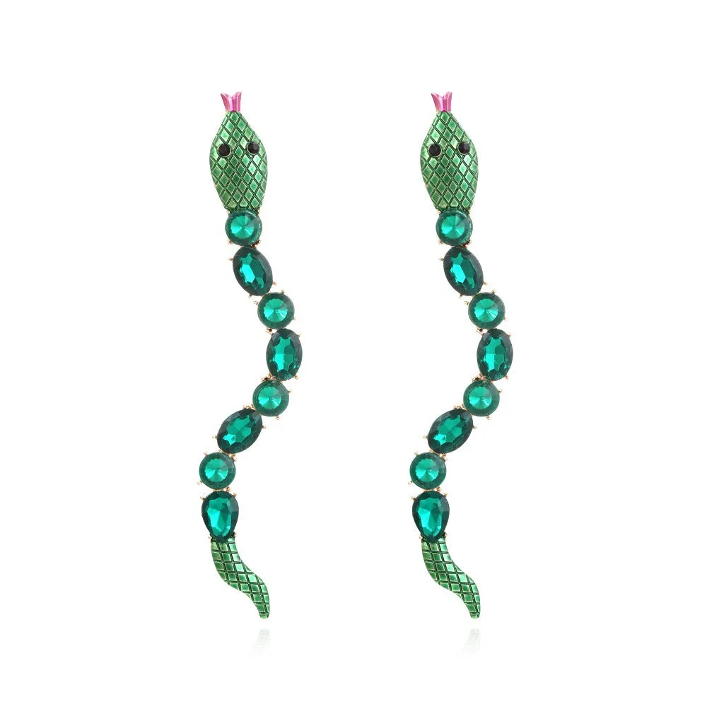 Pre Order:  Alloy Diamond Inlaid Snake Shaped Earrings