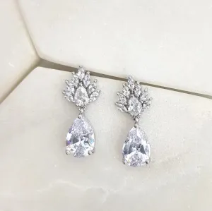 Presley - Sparkling Marquise and Teardrop Crystal Bridal Earrings