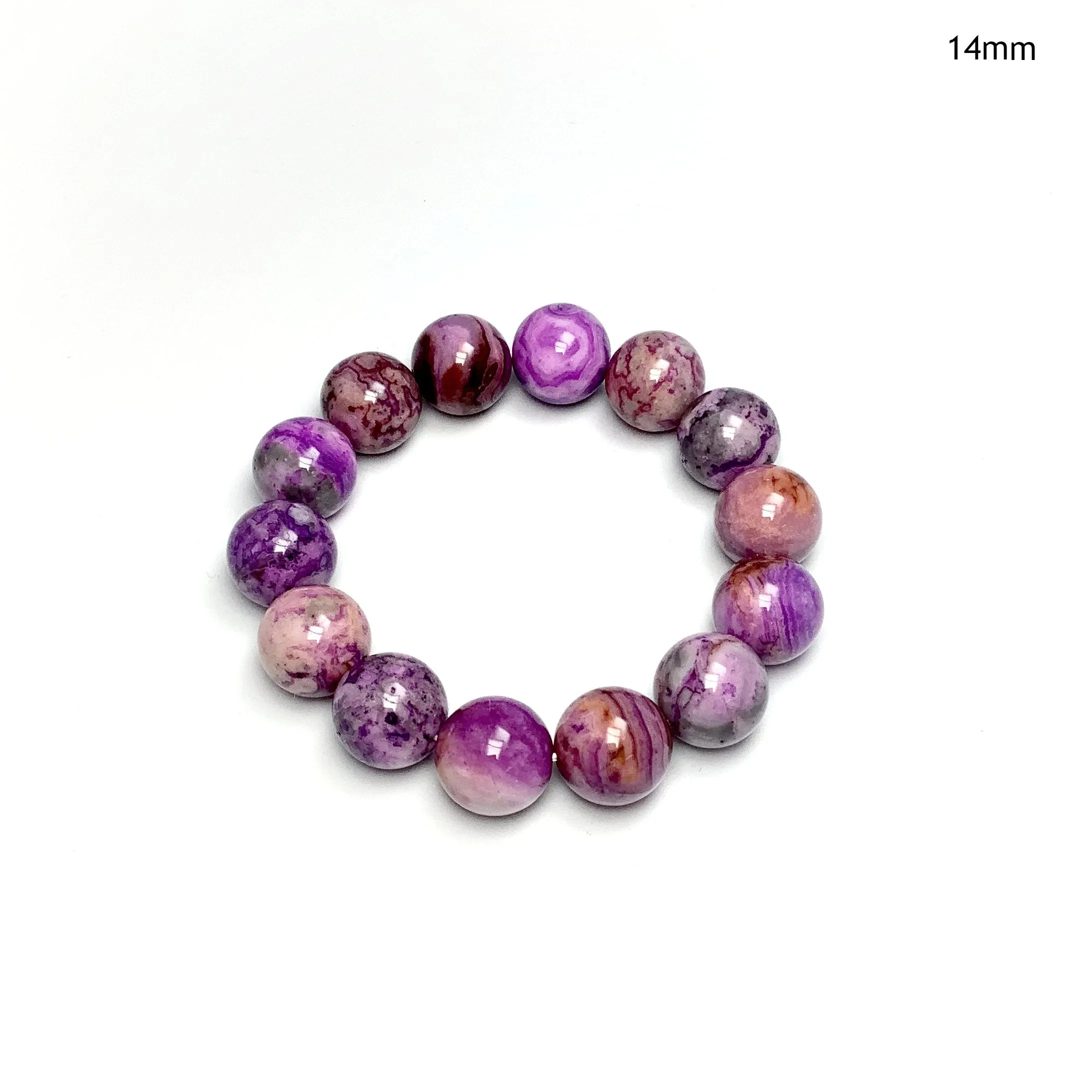 Purple Crazy Lace Agate Beaded Bracelet