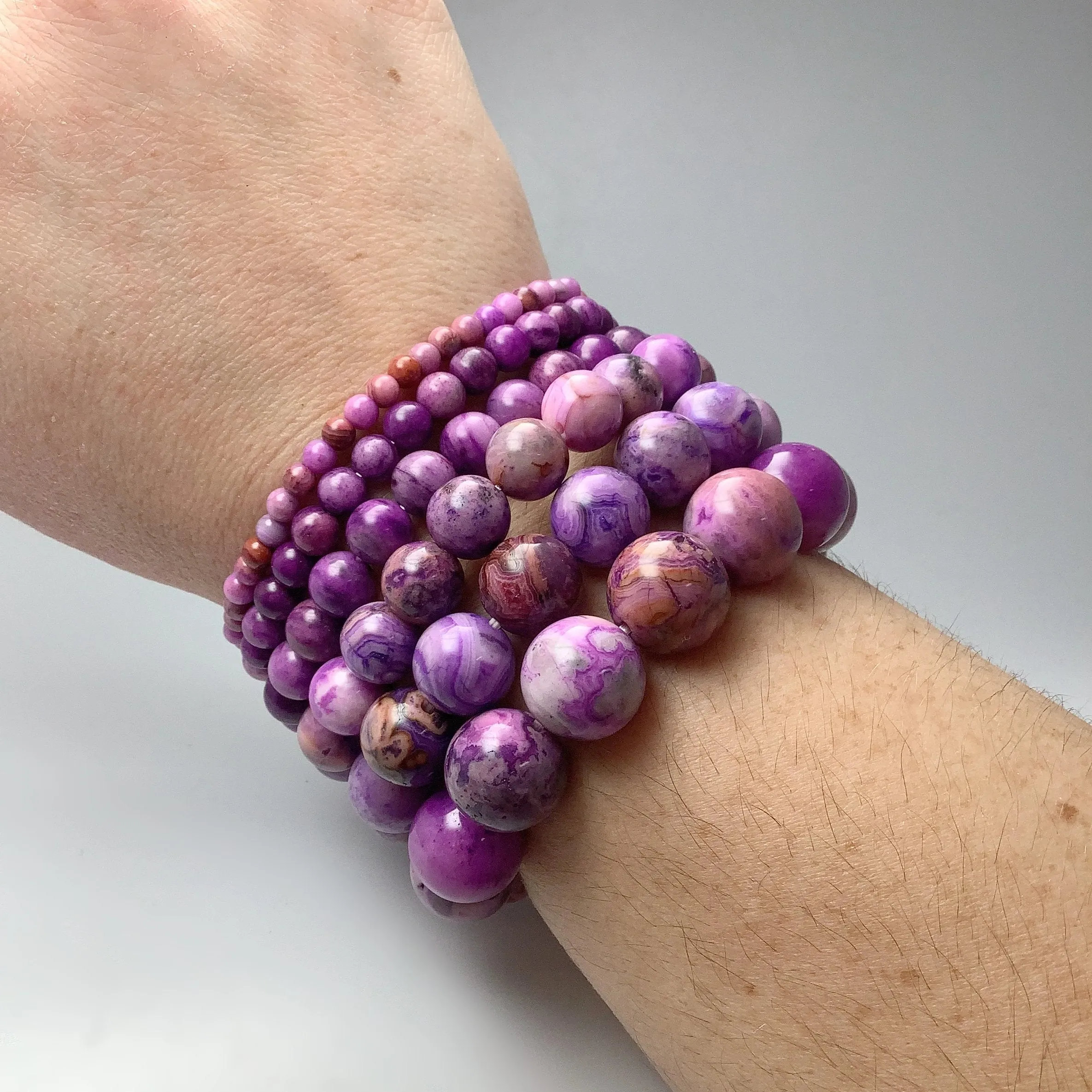 Purple Crazy Lace Agate Beaded Bracelet