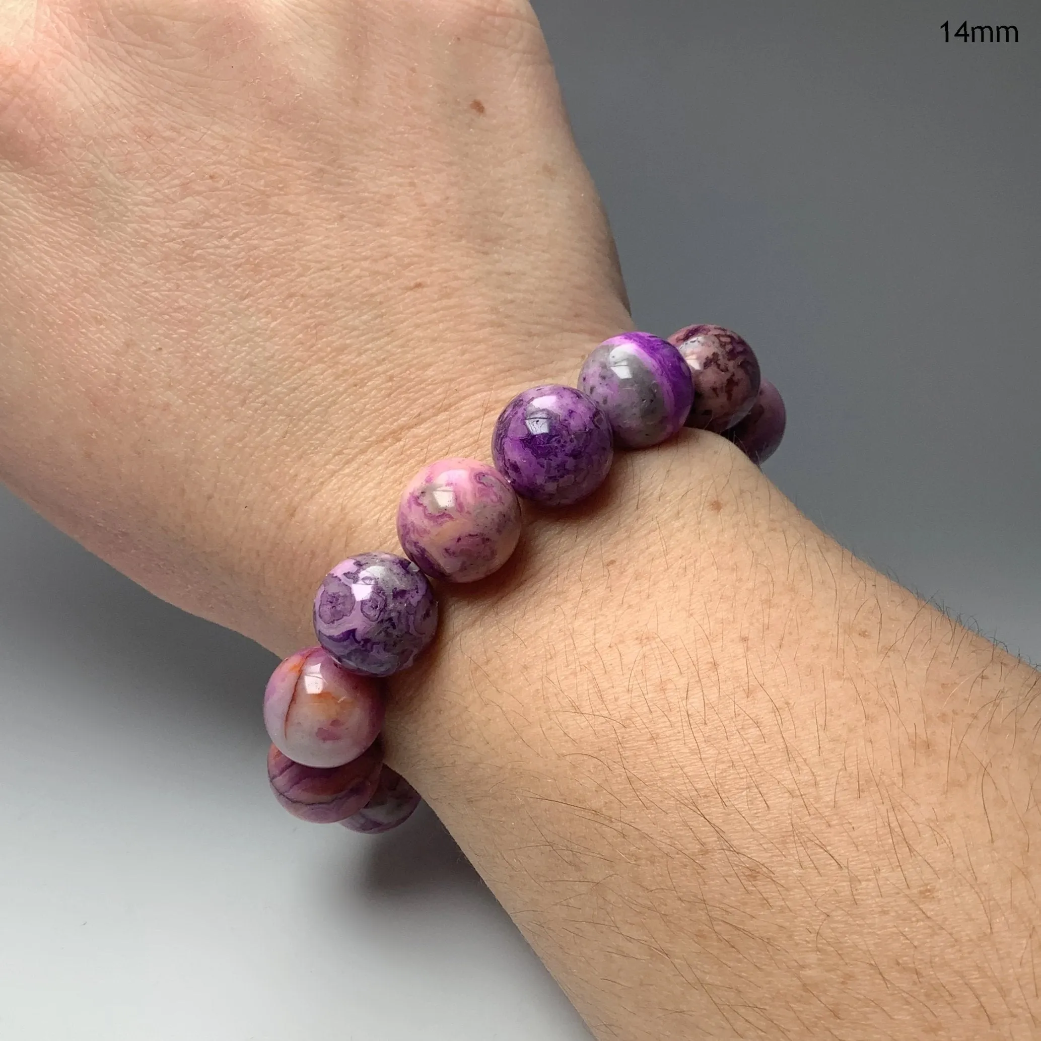 Purple Crazy Lace Agate Beaded Bracelet