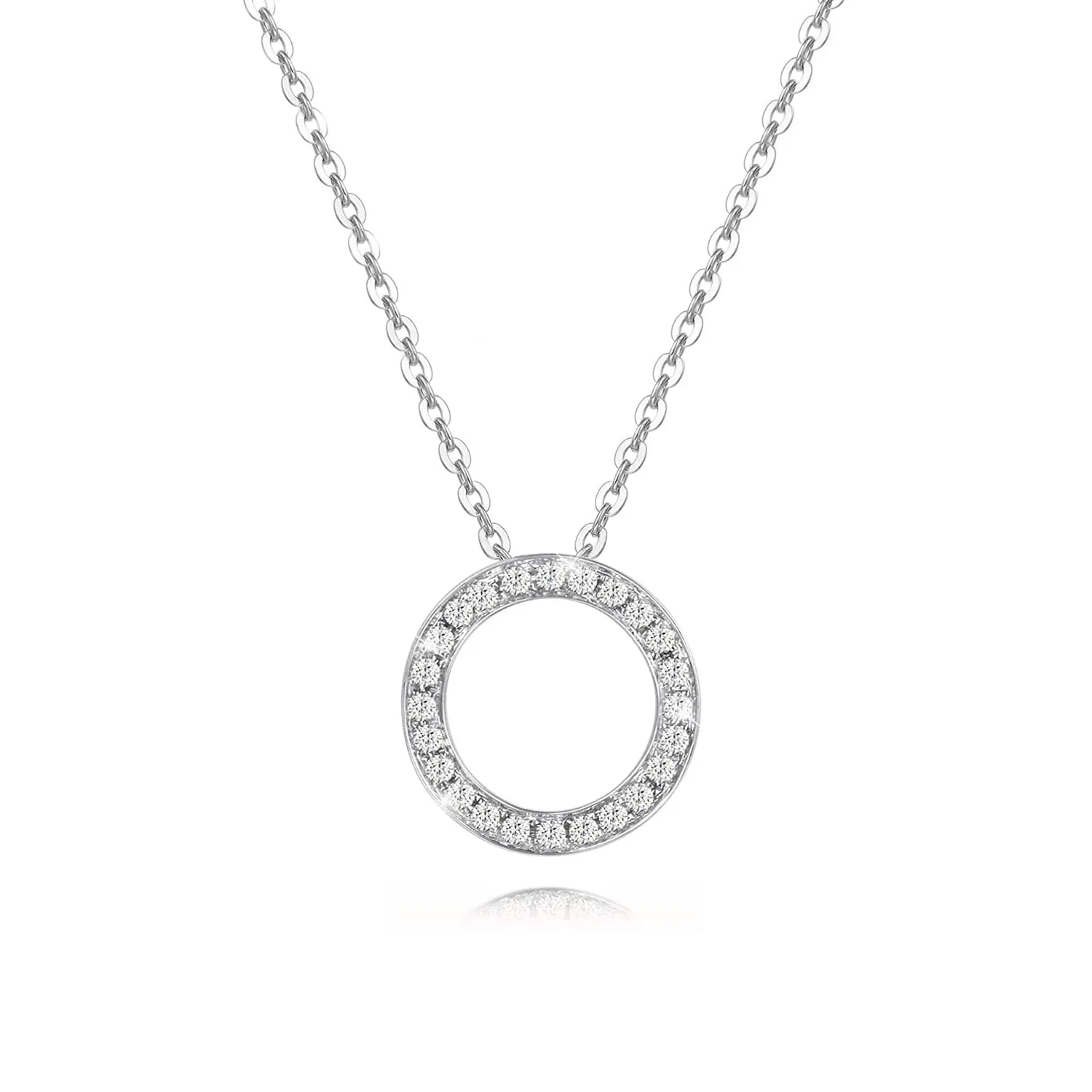 "Eternity Circle" Halo Open 14K White Gold Necklace