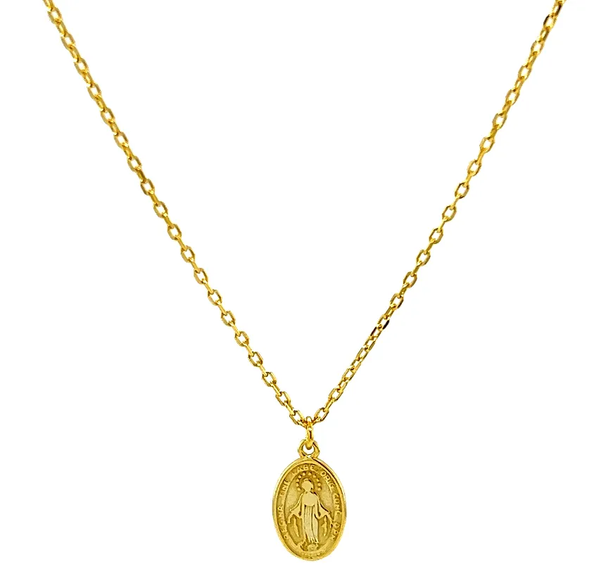 "MARIA" Small Oval Classic Virgin Mary Necklace