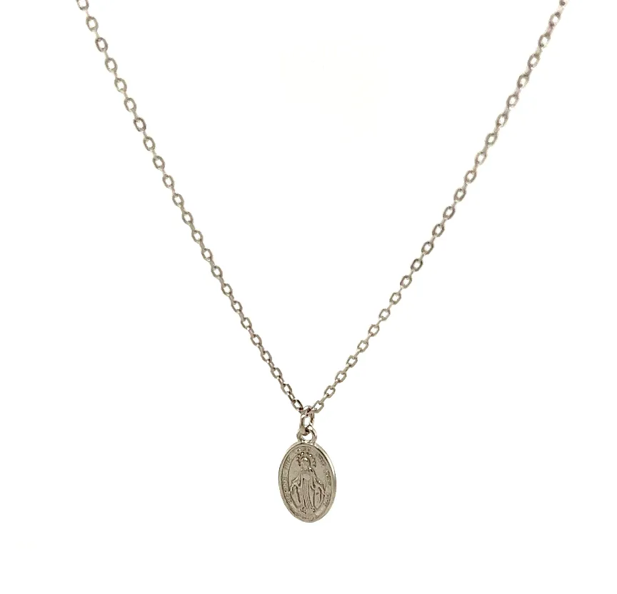 "MARIA" Small Oval Classic Virgin Mary Necklace