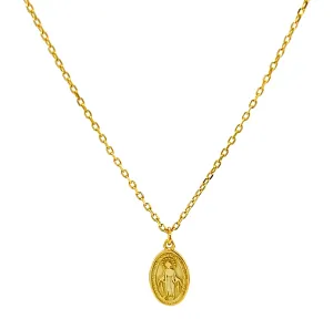 "MARIA" Small Oval Classic Virgin Mary Necklace