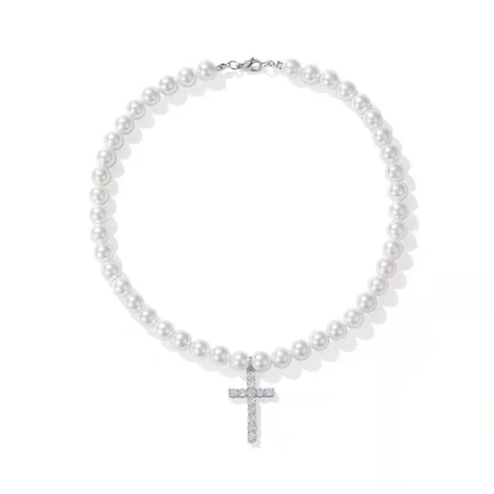 "Vintage Pearl Cross" Necklaces