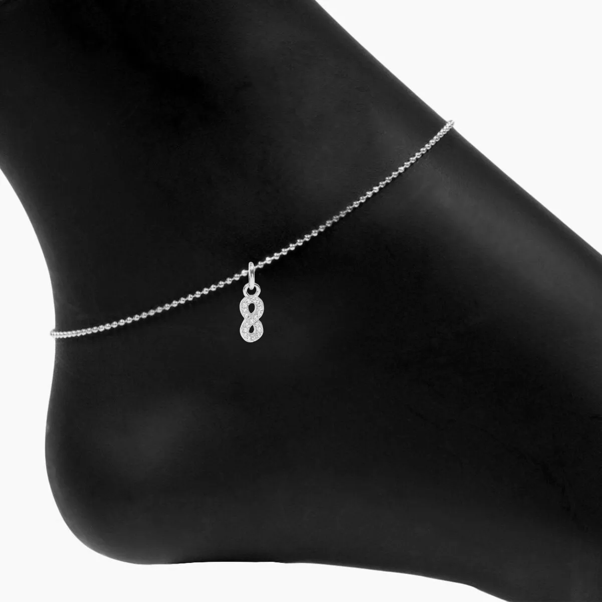 Roma Infinity CZ Charm Adjustable Anklet