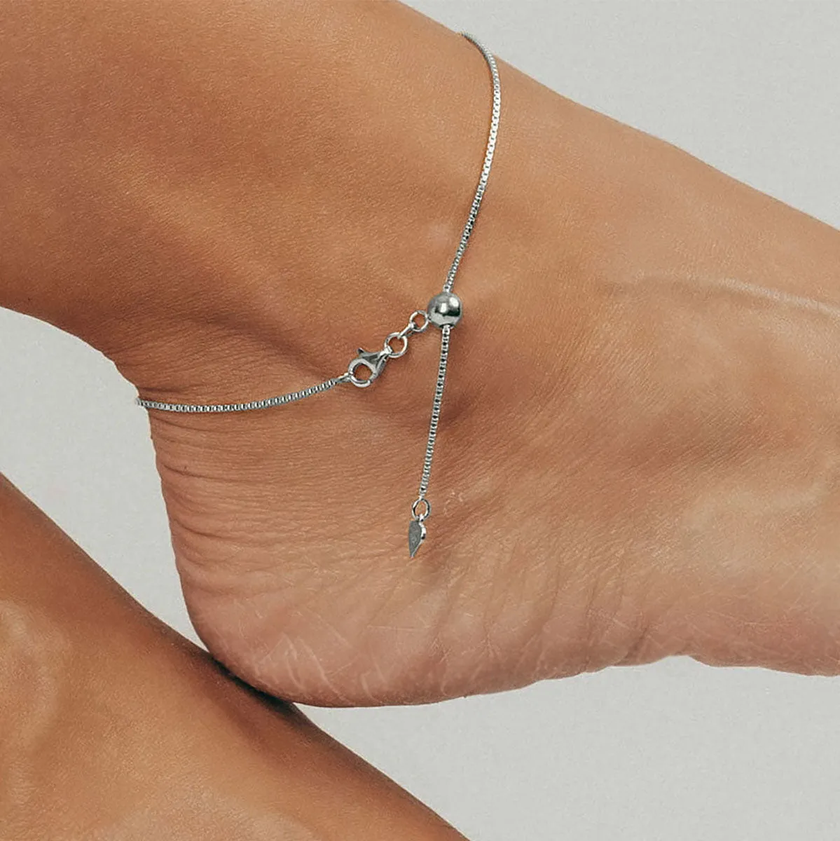 Roma Infinity CZ Charm Adjustable Anklet