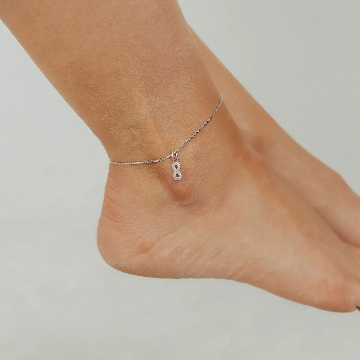 Roma Infinity CZ Charm Adjustable Anklet