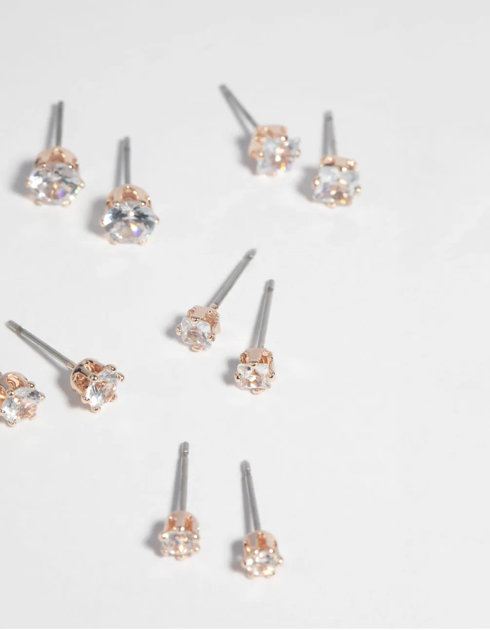 Rose Gold Cubic Zirconia Earring 6-Pack