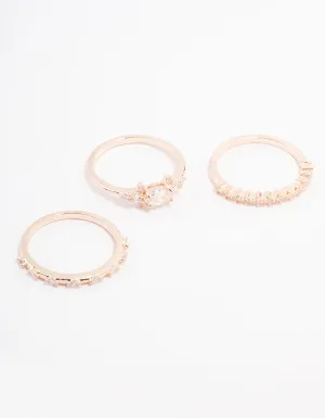 Rose Gold Marquise Stacking Ring 3-Pack