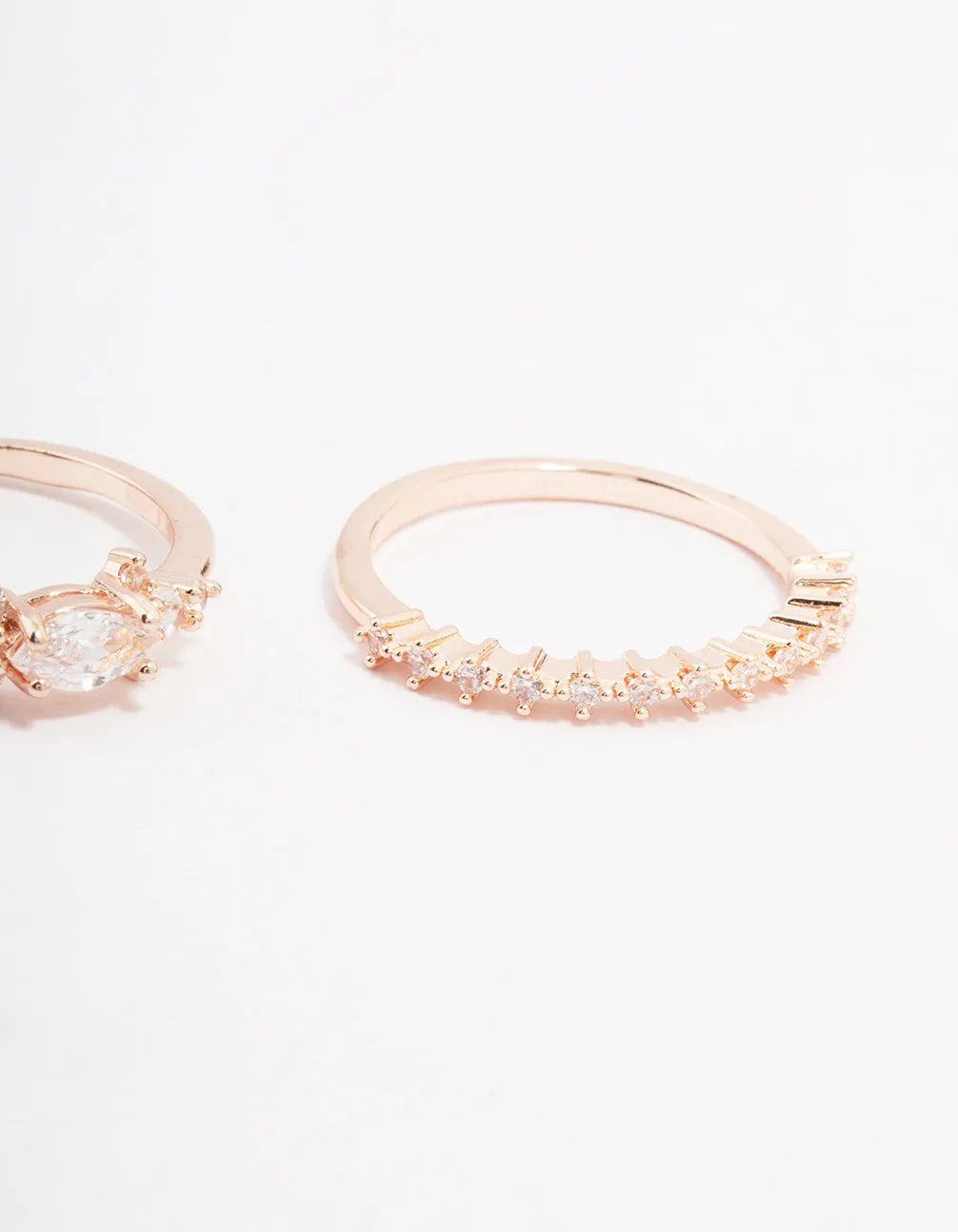 Rose Gold Marquise Stacking Ring 3-Pack