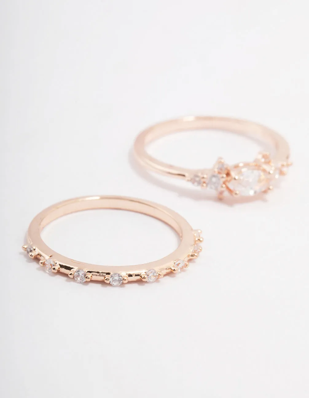 Rose Gold Marquise Stacking Ring 3-Pack