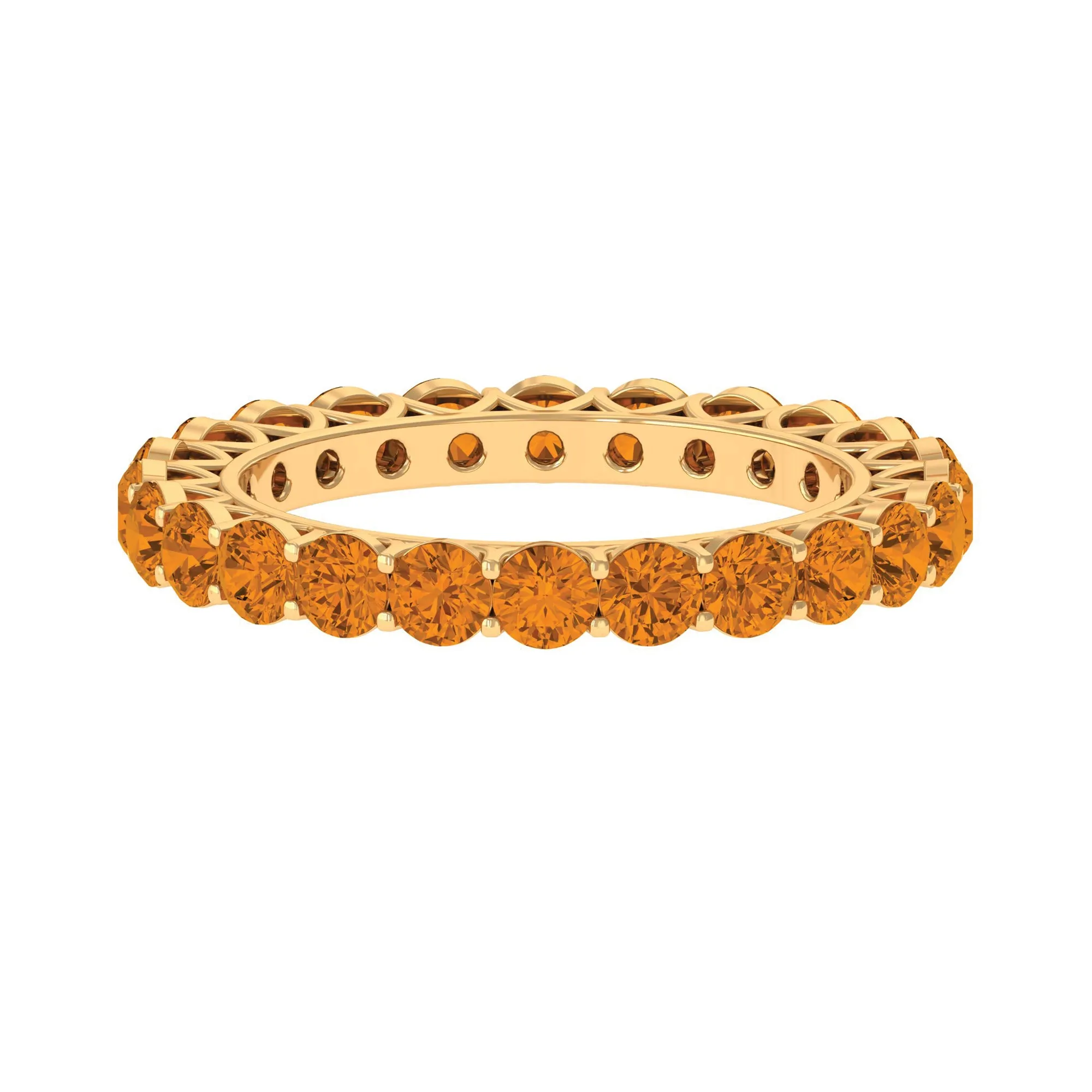 Round Citrine Simple Full Eternity Band Ring