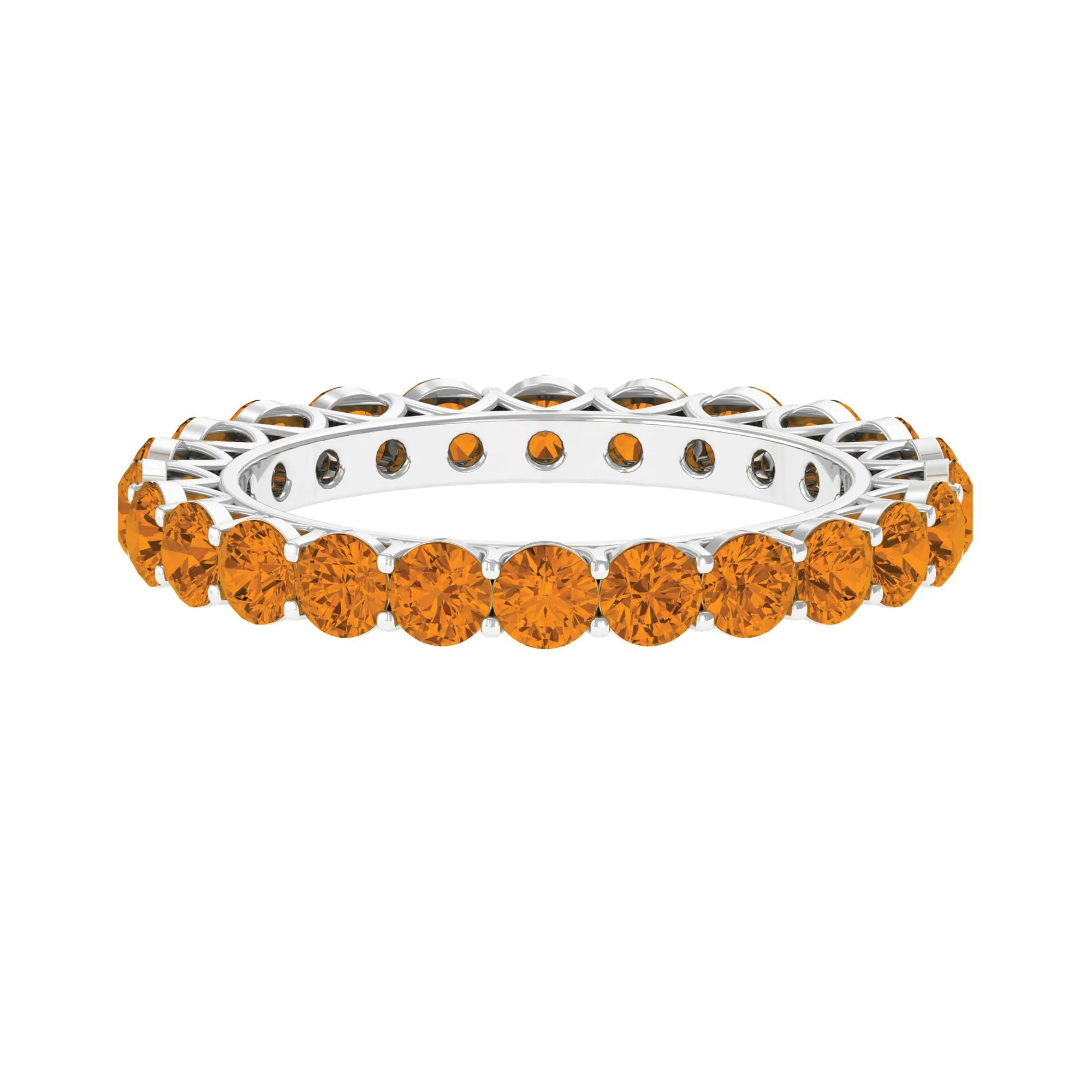 Round Citrine Simple Full Eternity Band Ring