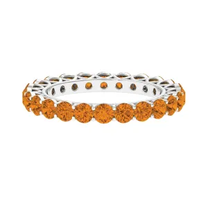 Round Citrine Simple Full Eternity Band Ring