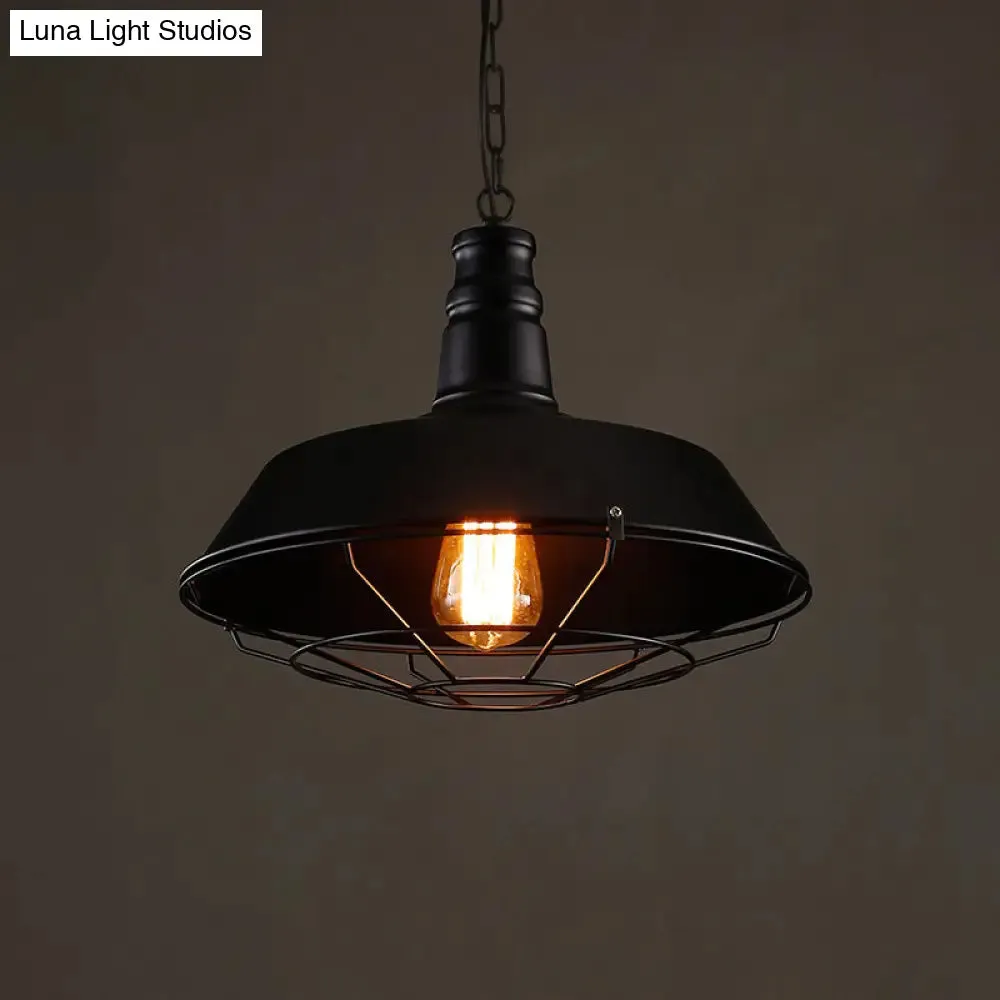 Rustic Iron Suspension Light: Vintage Pot Lid Shaped Pendant Lamp for Restaurants