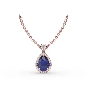 Sapphire and Diamond Teardrop Necklace