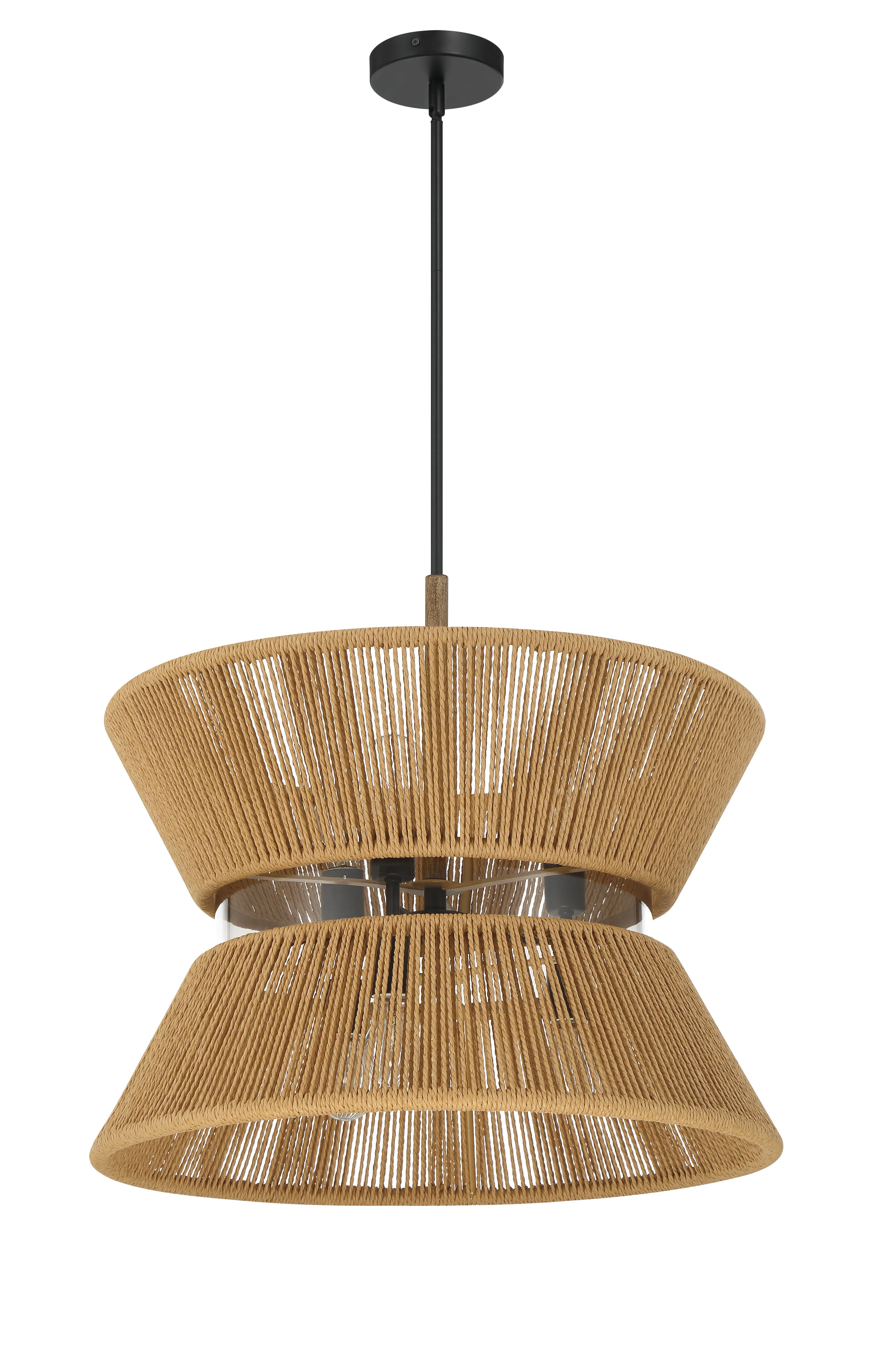 Serena 6 Light Pendant in Flat Black/Walnut