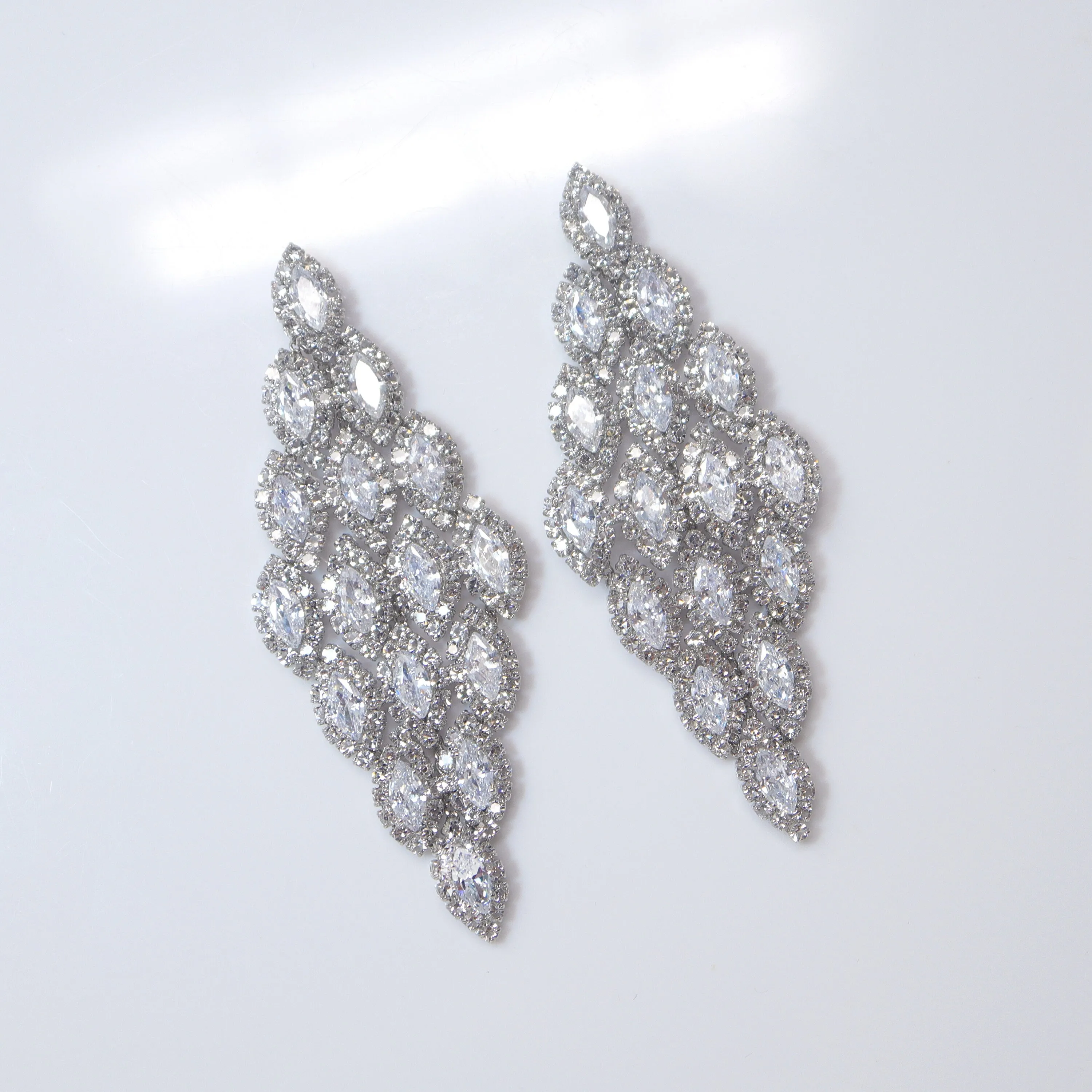 Shimmering Bridal Treasure: Swarovski Crystal-Embellished Chandelier Earrings, Long Bridal Jewelry, Statement earrings Cz