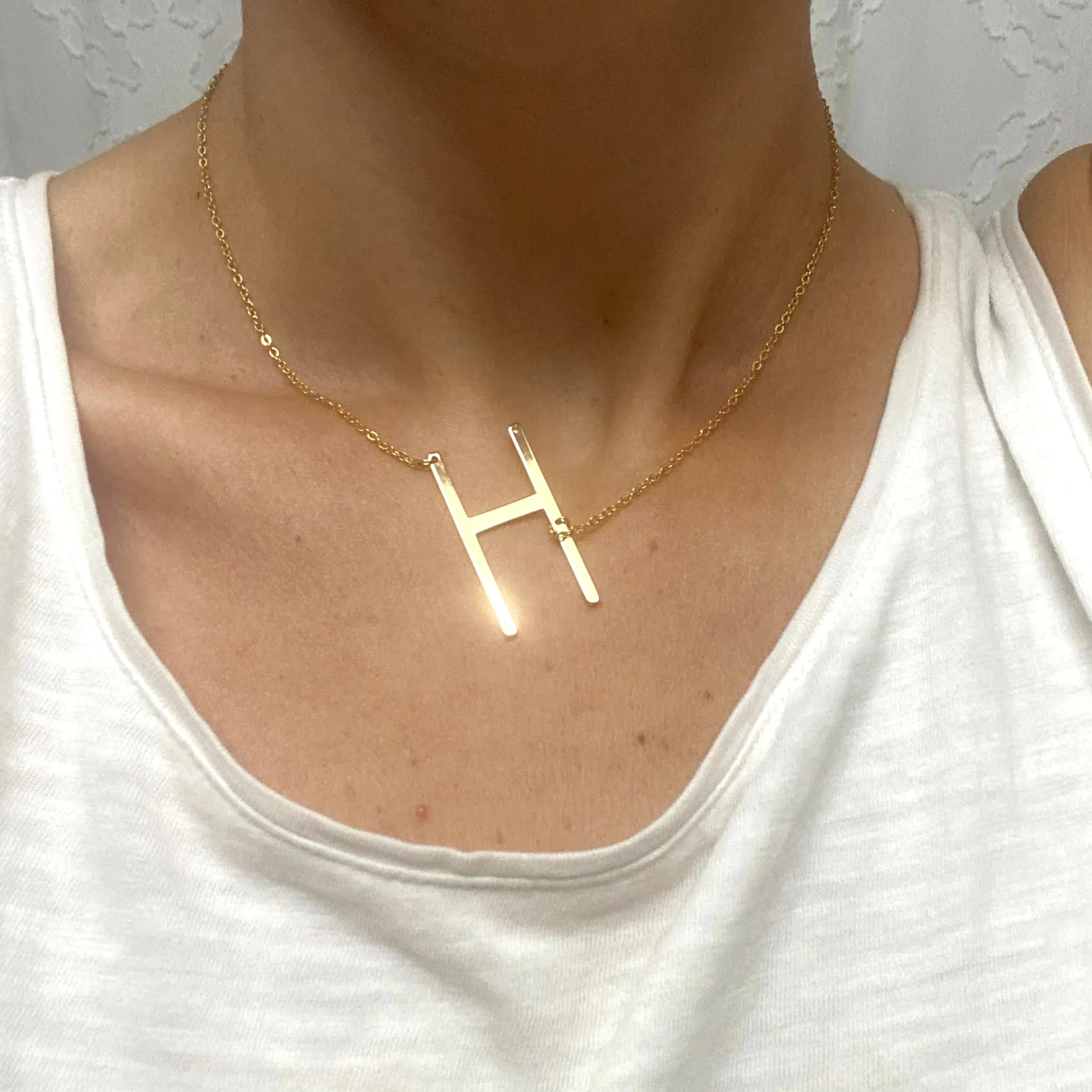 Sideways Letter Necklace • Gold