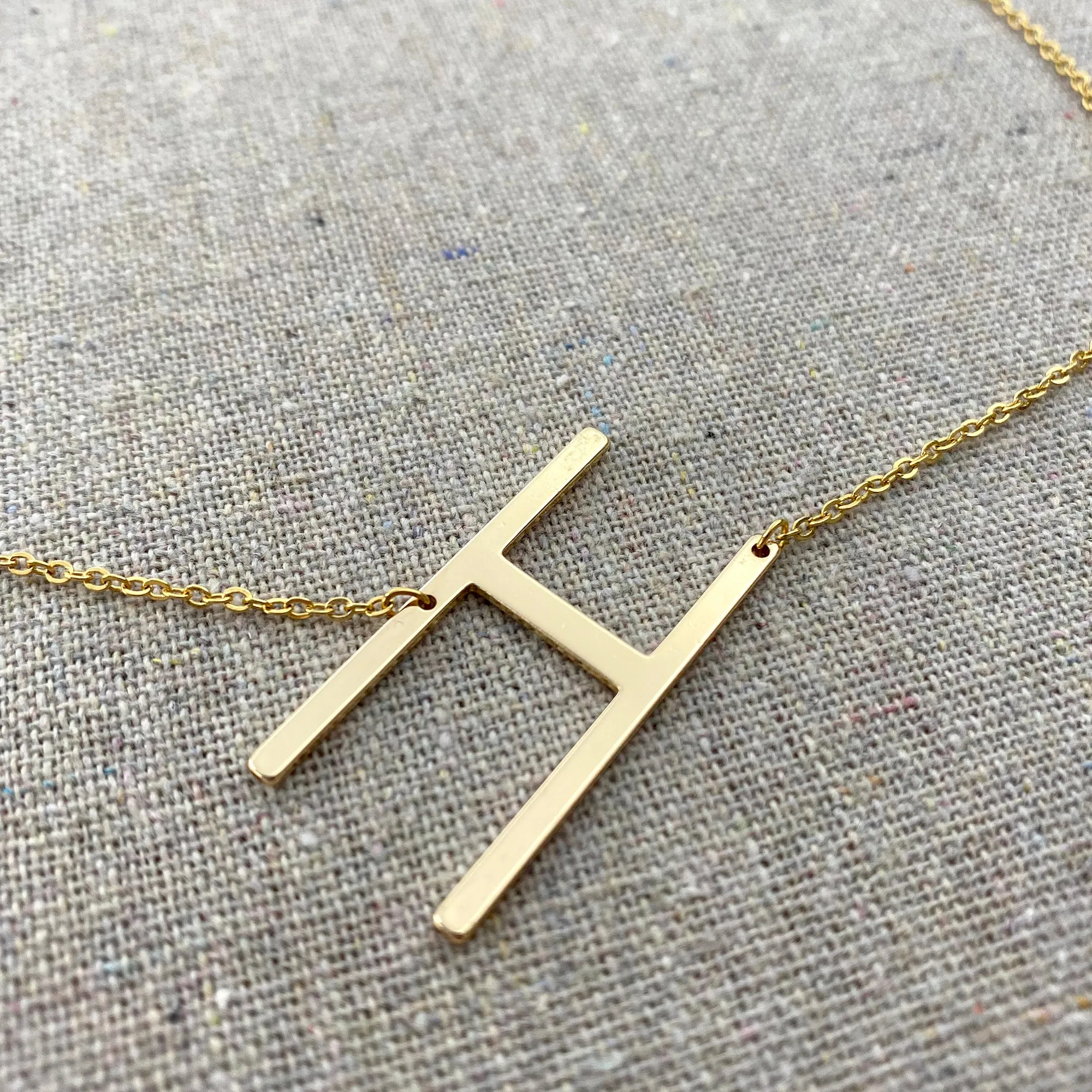 Sideways Letter Necklace • Gold