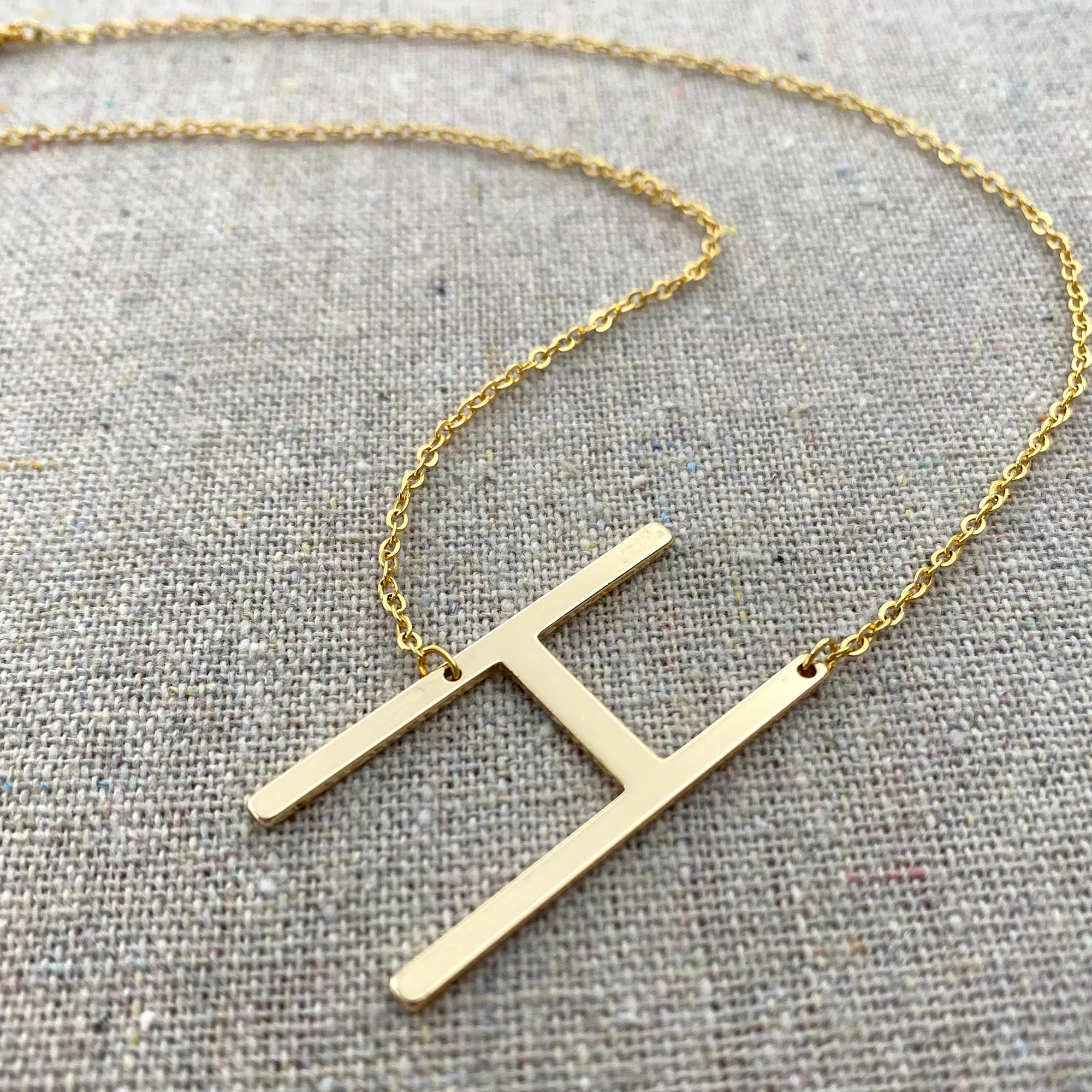 Sideways Letter Necklace • Gold