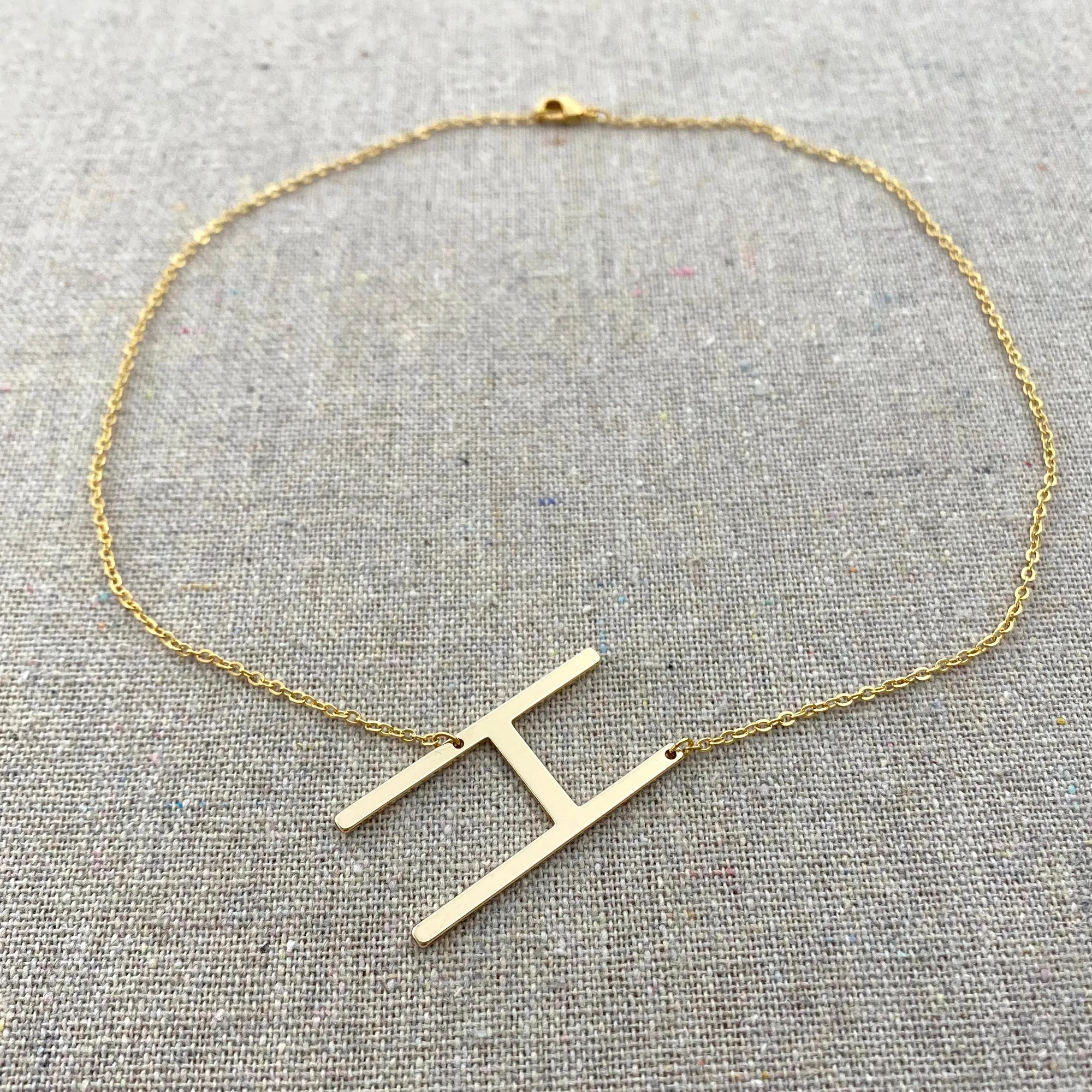 Sideways Letter Necklace • Gold