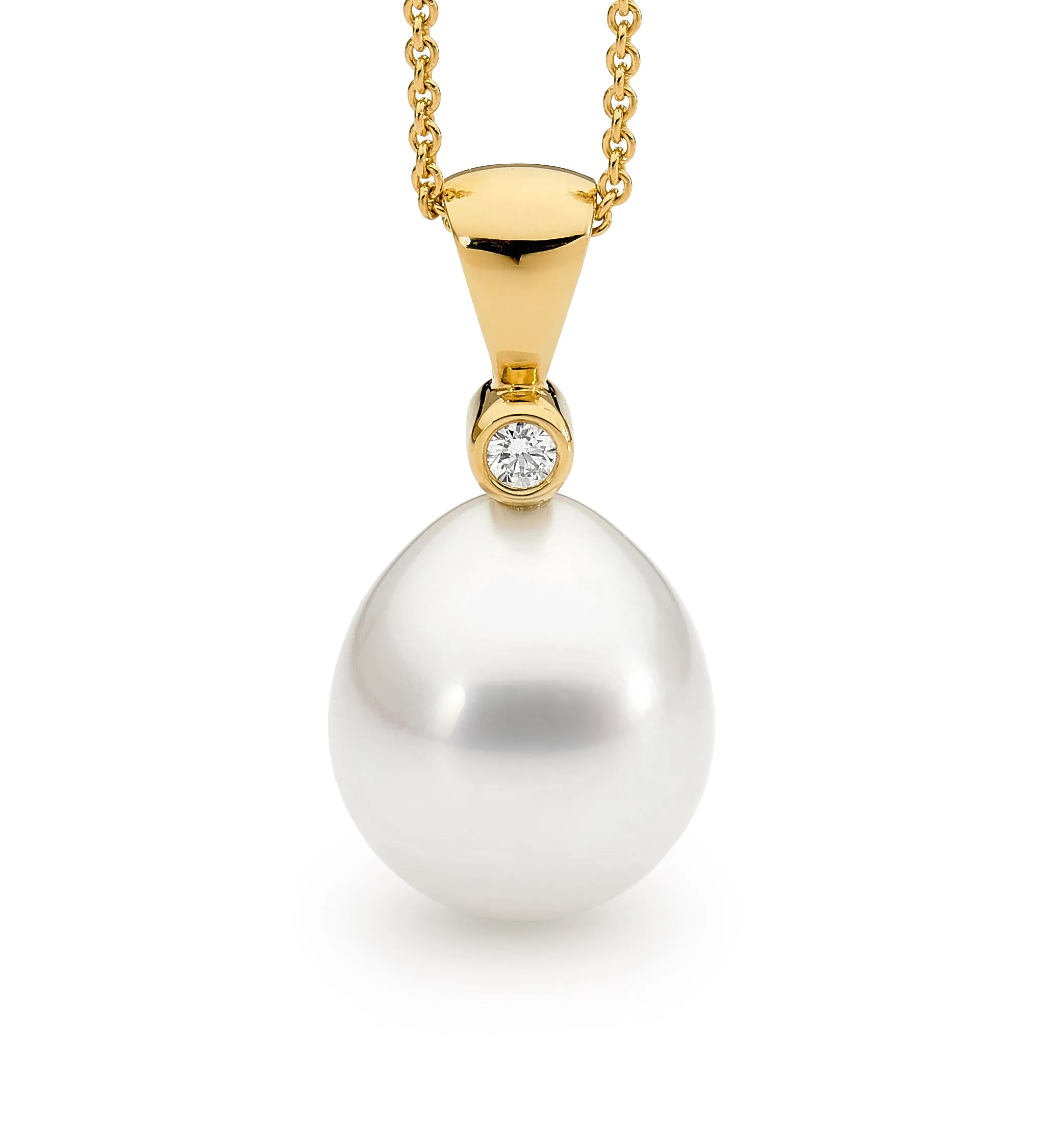 Signature V Shaped Diamond and Pearl Pendant