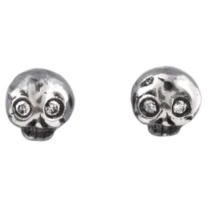 Silver Diamond Eye Skull Studs