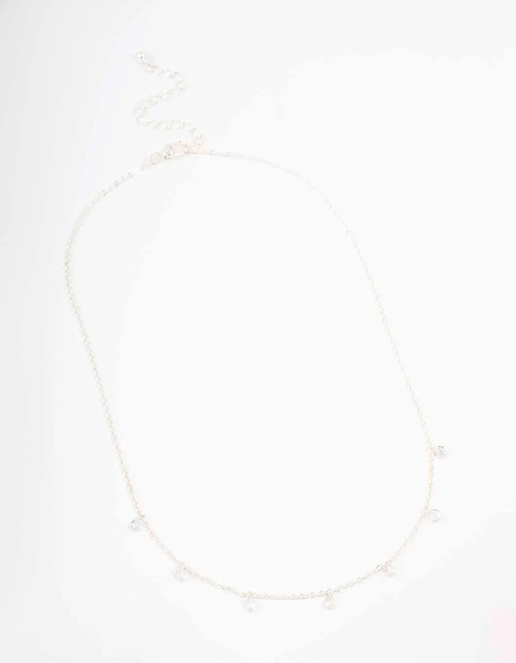 Silver Floating Diamante Droplet Necklace