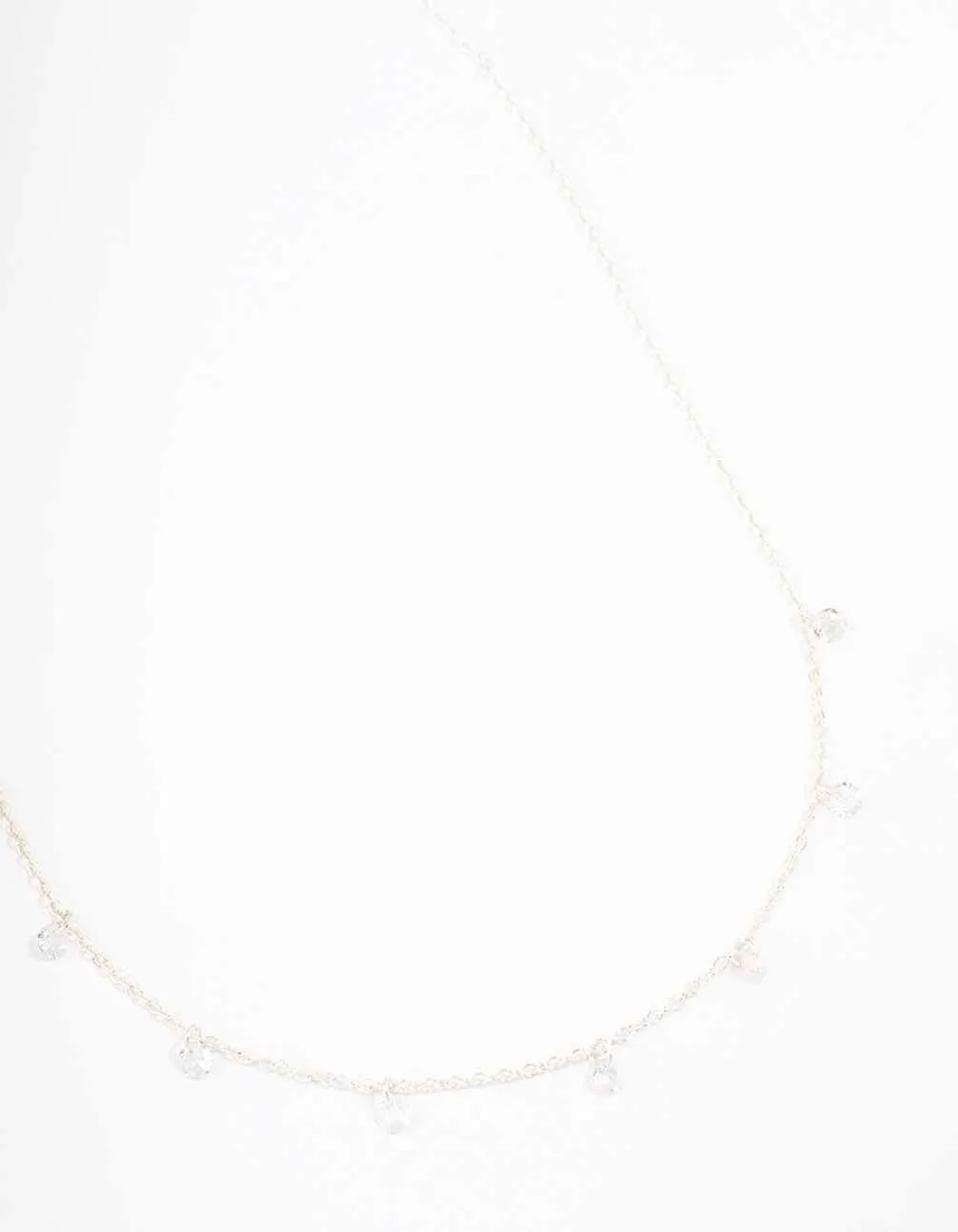 Silver Floating Diamante Droplet Necklace