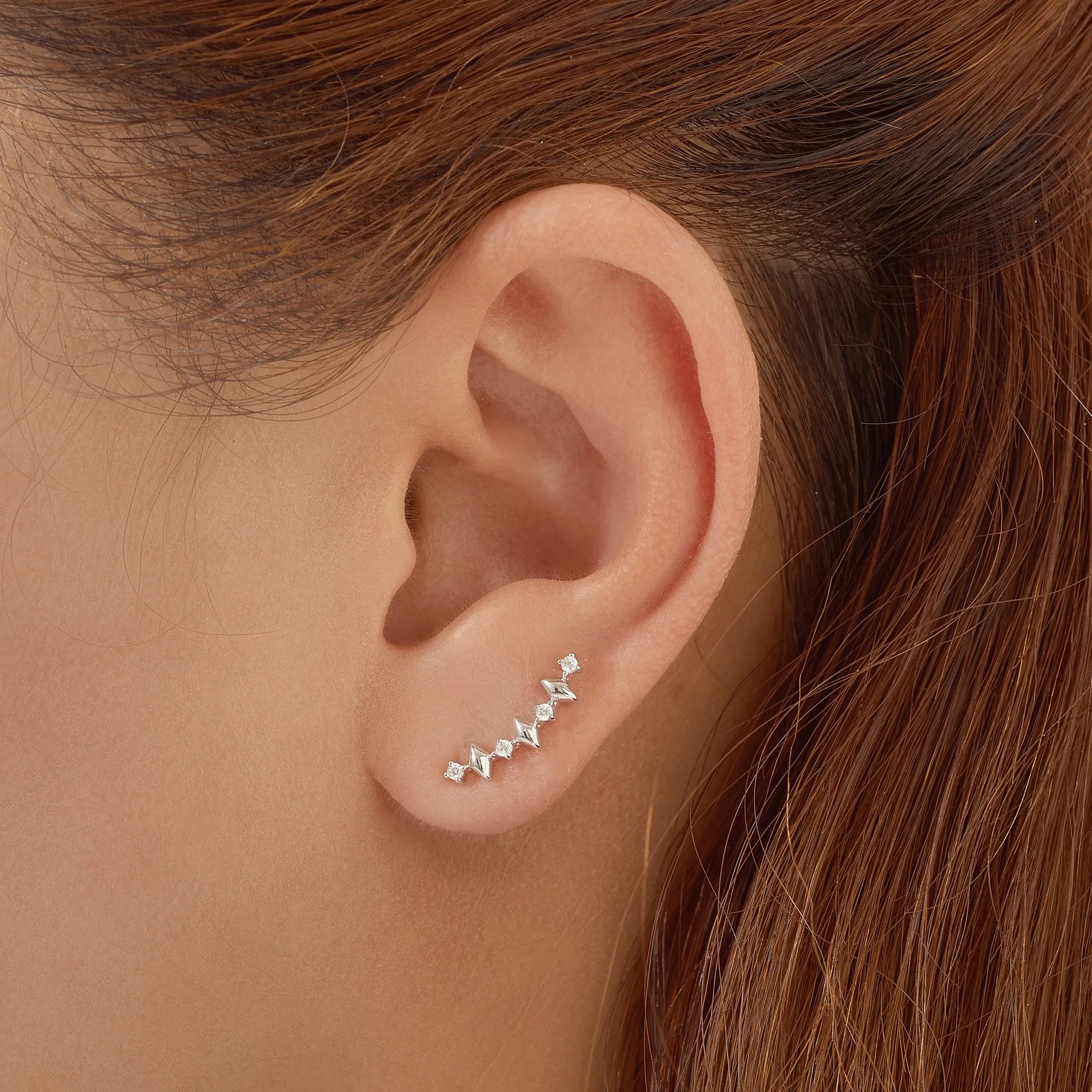 Silver Multi Sparkle Climber Studs