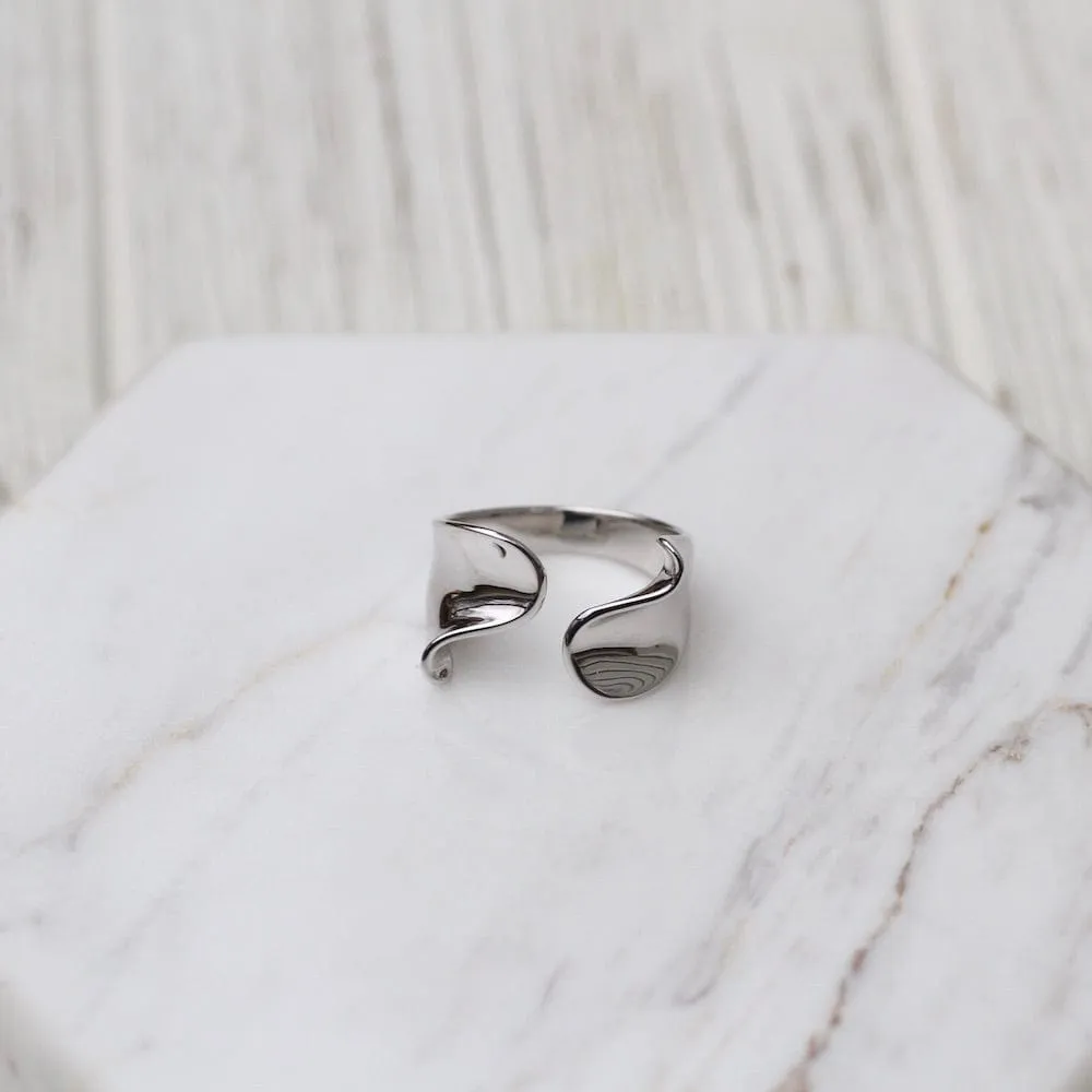 Silver Twist Wide Adjustable Ring