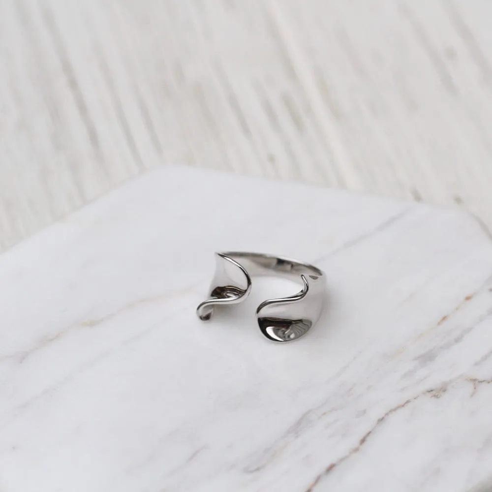 Silver Twist Wide Adjustable Ring