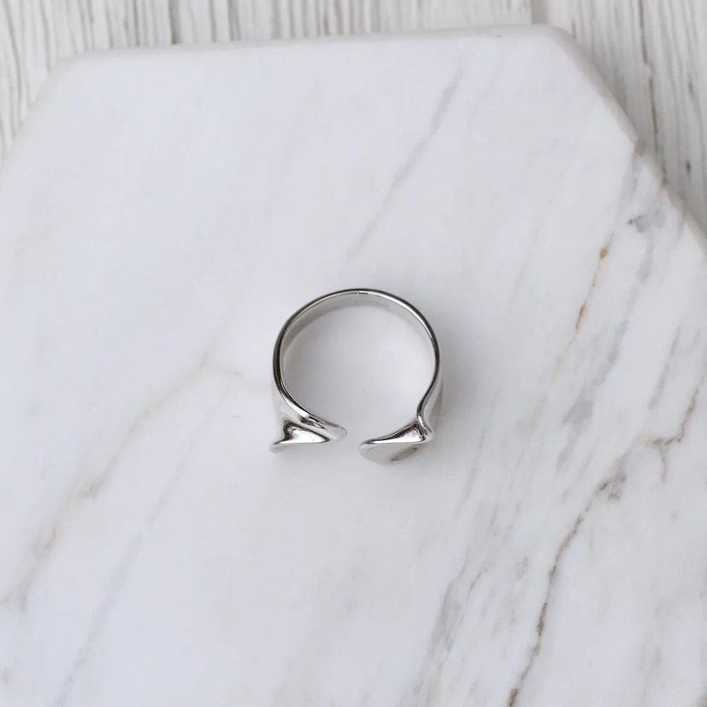 Silver Twist Wide Adjustable Ring