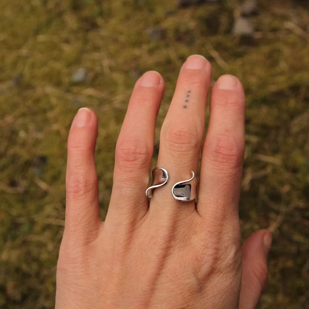 Silver Twist Wide Adjustable Ring