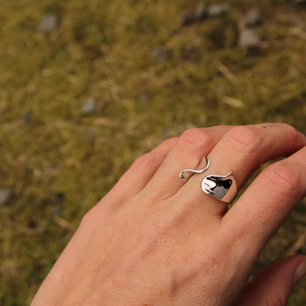 Silver Twist Wide Adjustable Ring