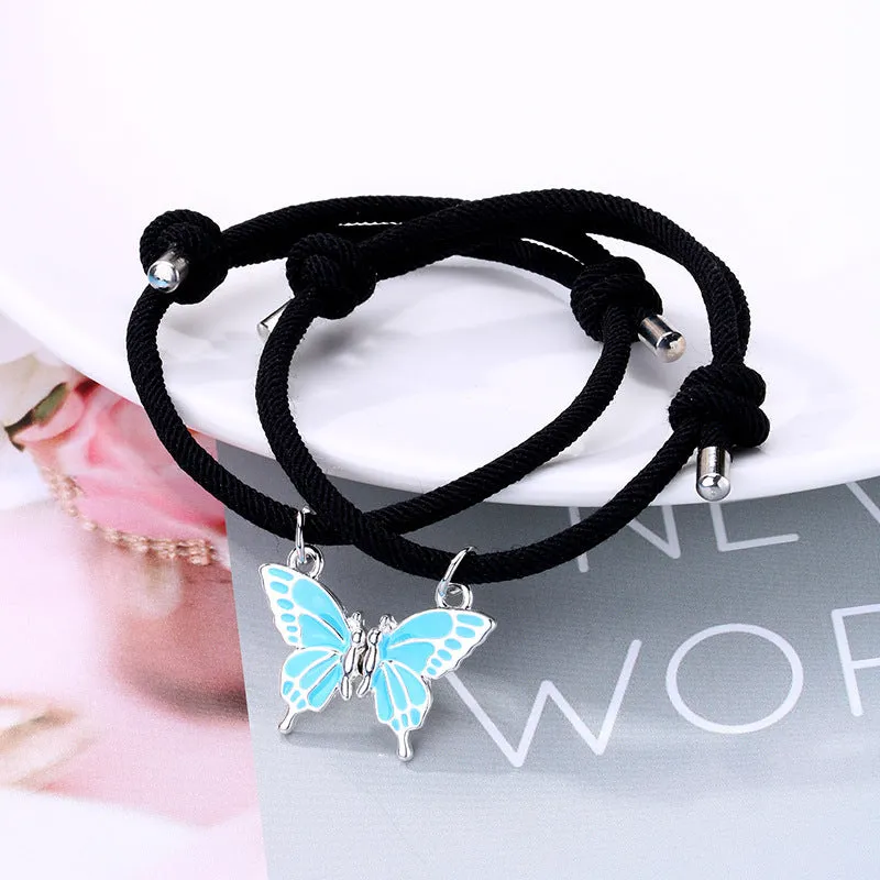 Simple Magnetic Butterfly Couple Bracelet