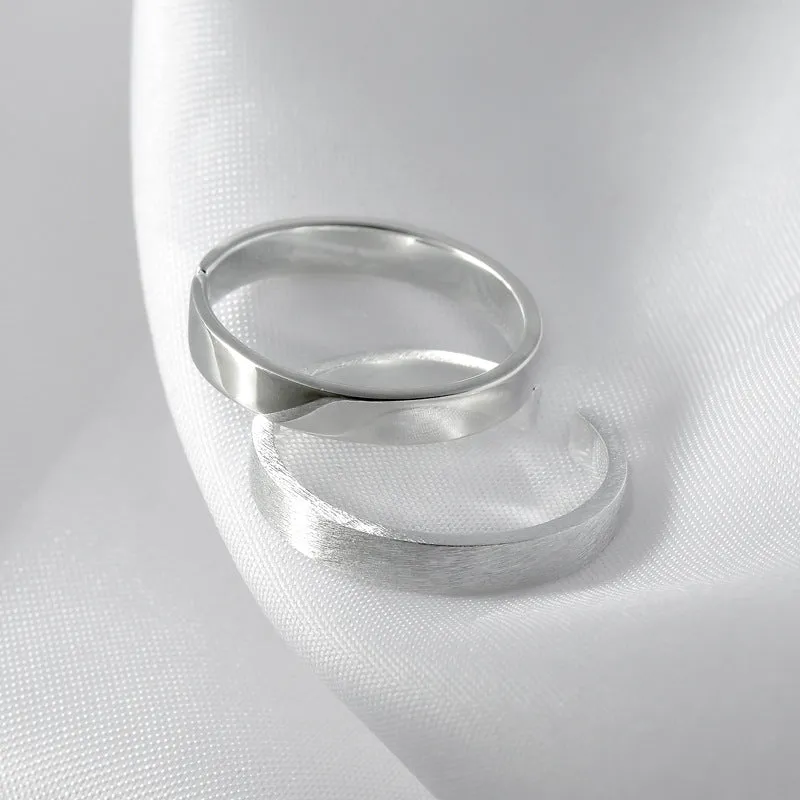 Simple Openning Silver Couple Ring