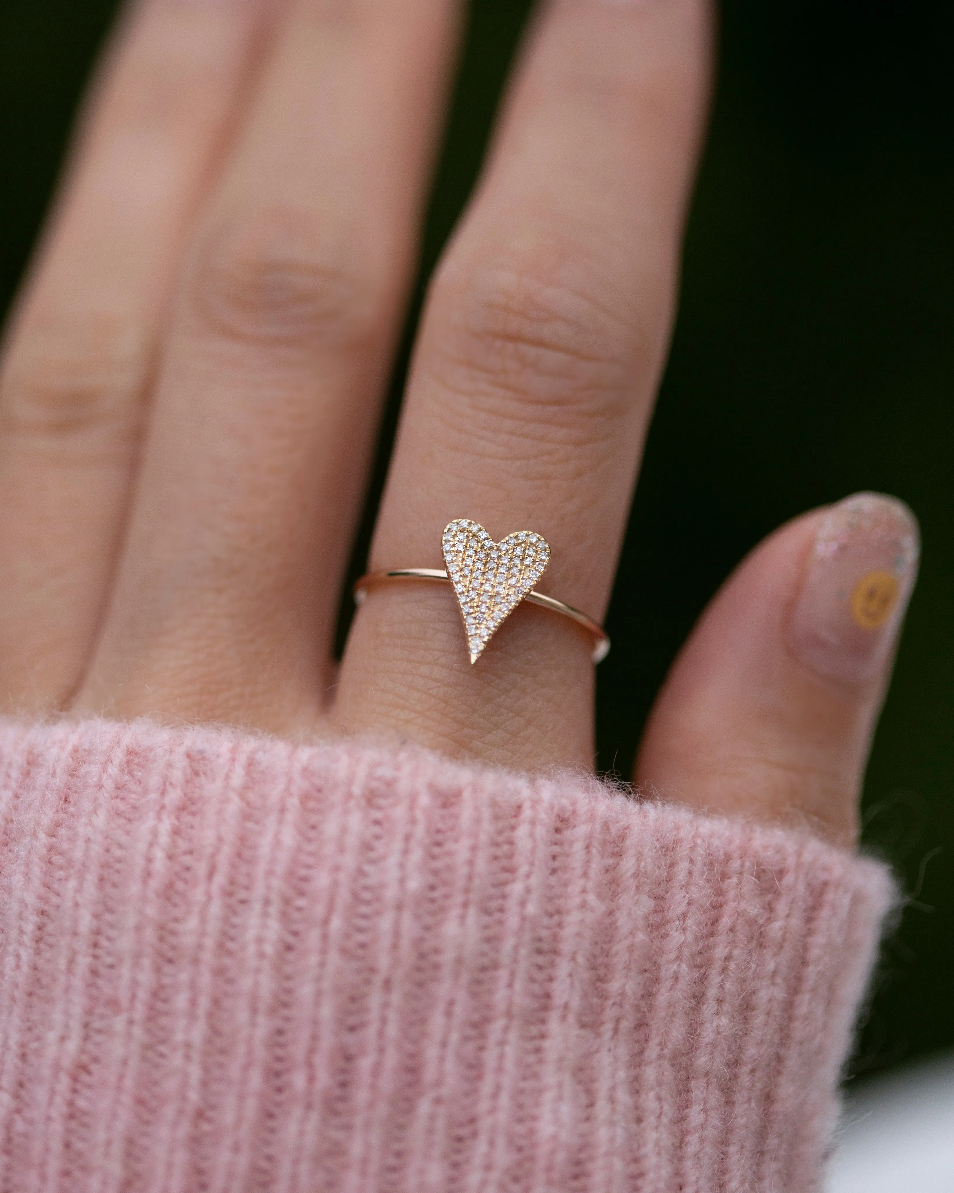 Small Pave Heart Diamond ring