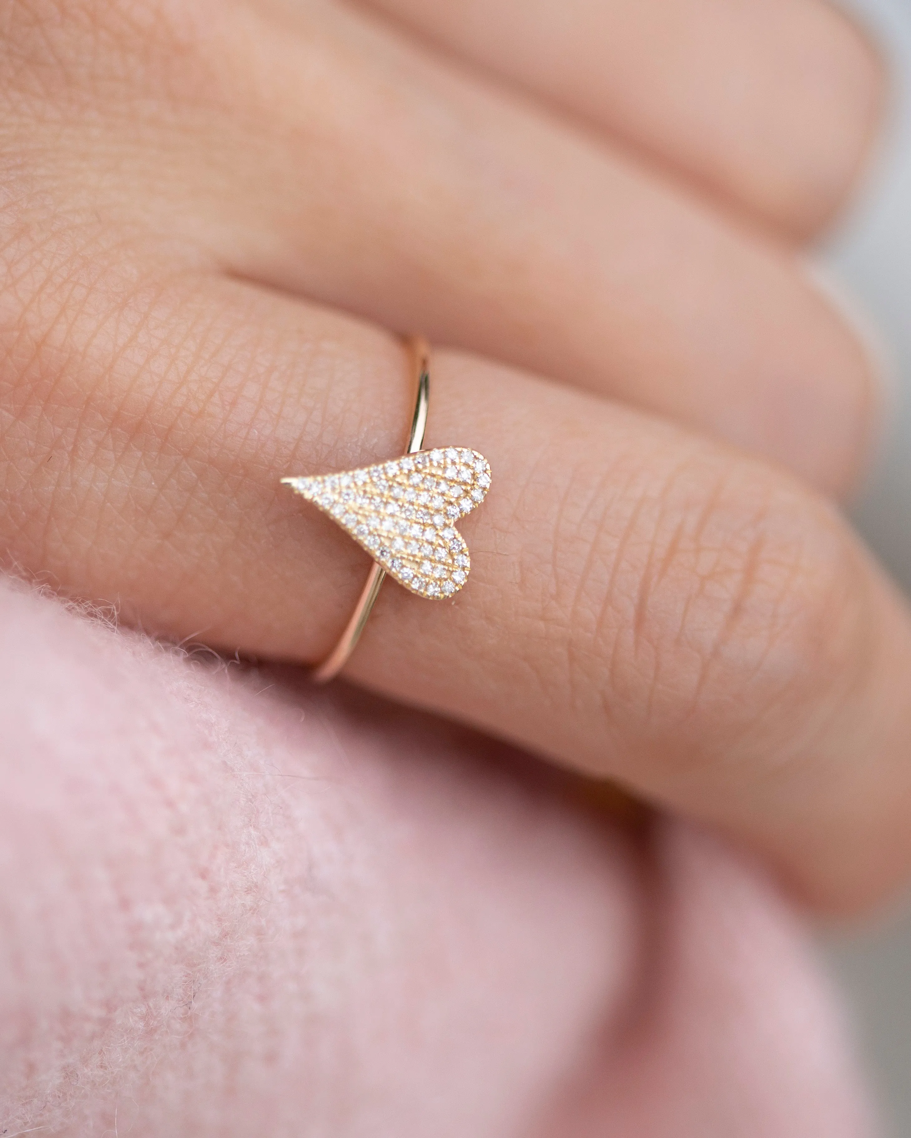 Small Pave Heart Diamond ring