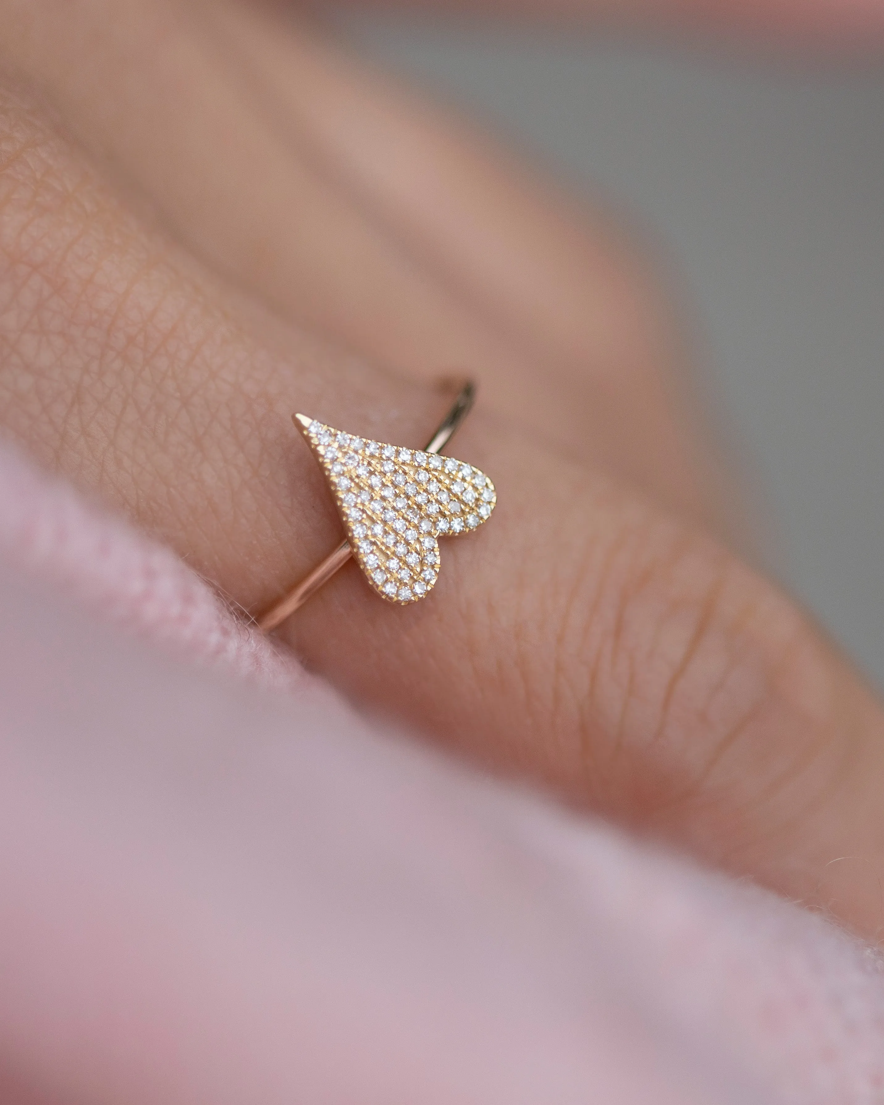 Small Pave Heart Diamond ring