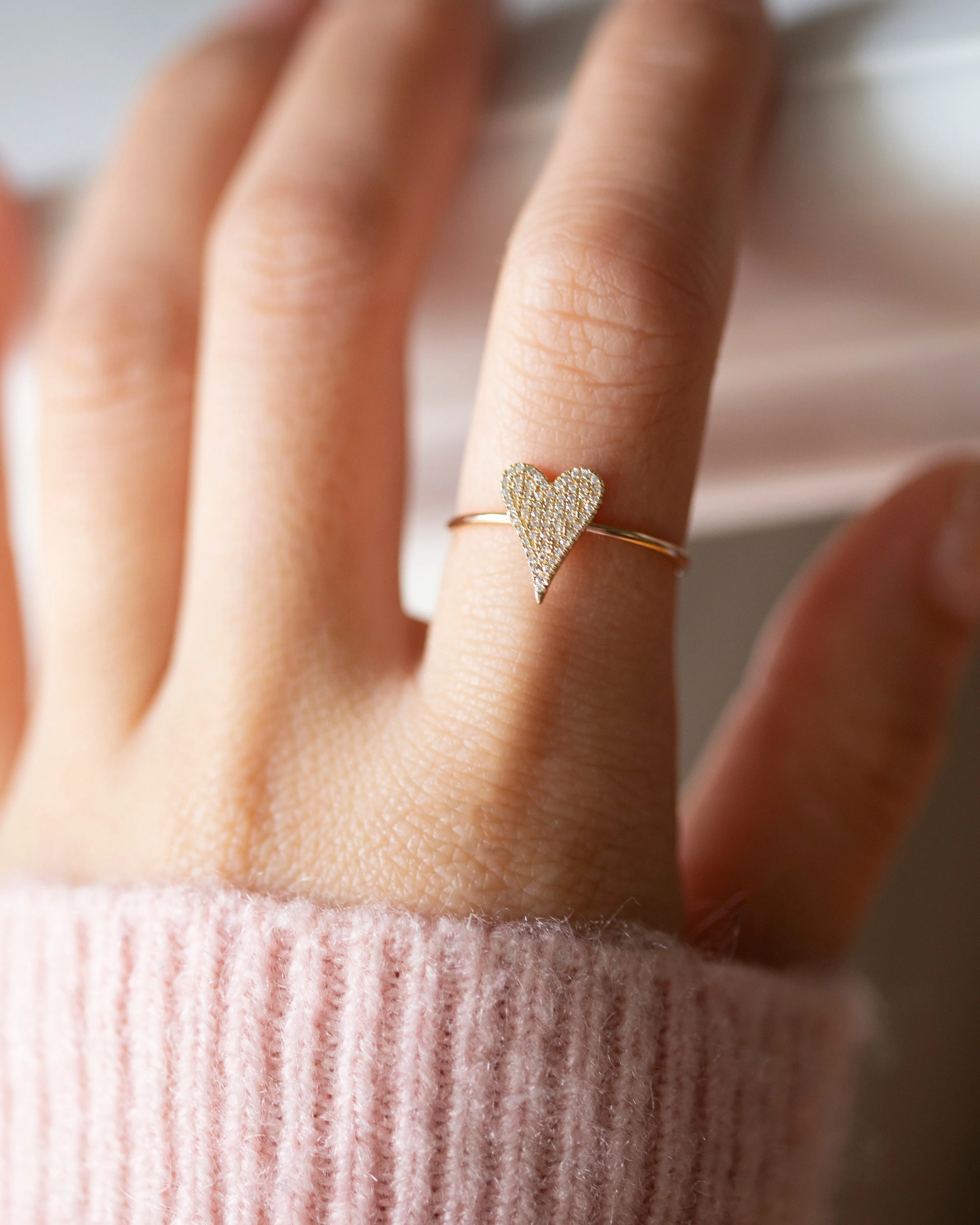 Small Pave Heart Diamond ring