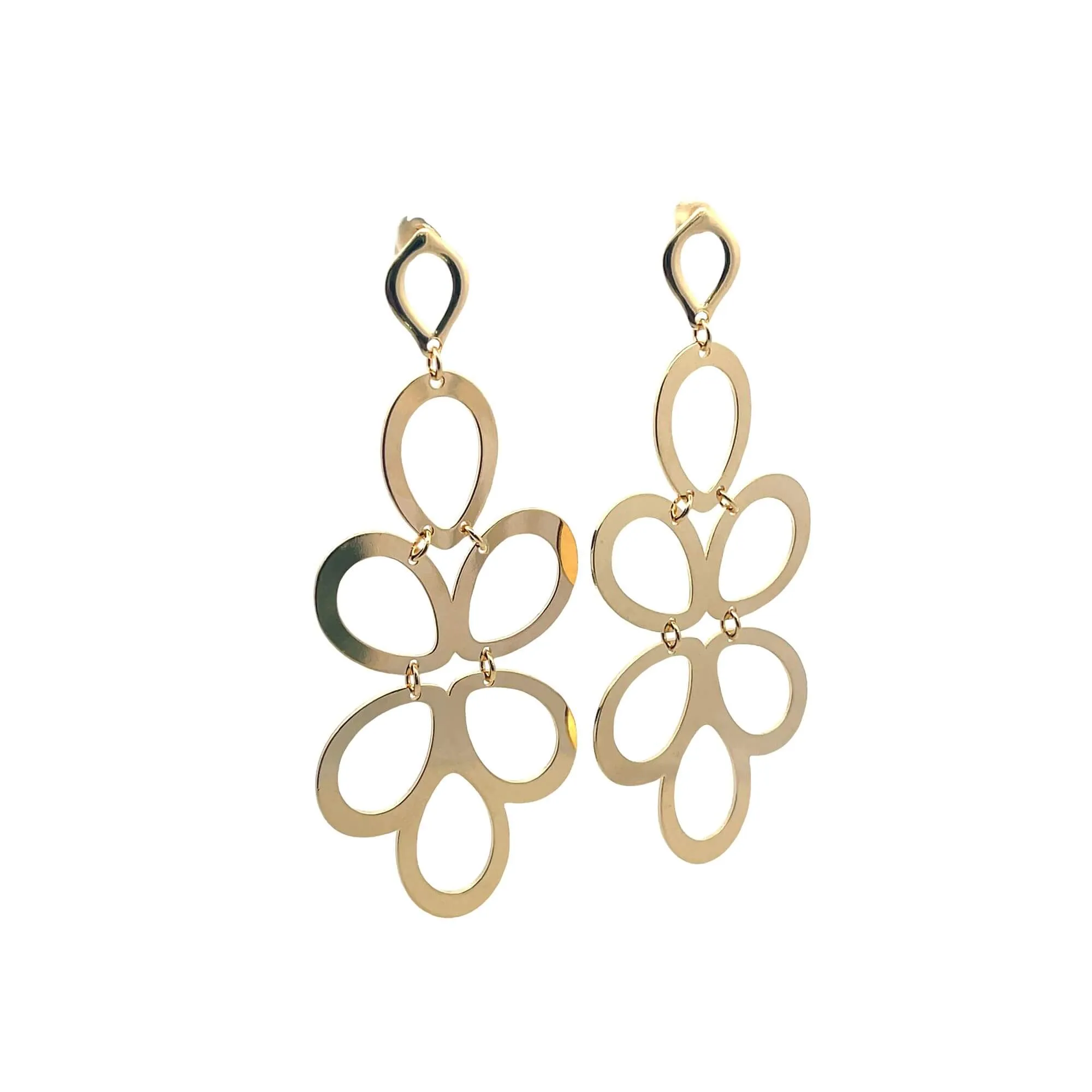 Smooth Eccentric Geometric Flower Dangle Earrings (L507)