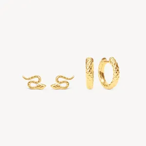 Snakeskin Hoops and Serpent Stud Set