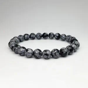 Snowflake Obsidian Beaded Bracelet