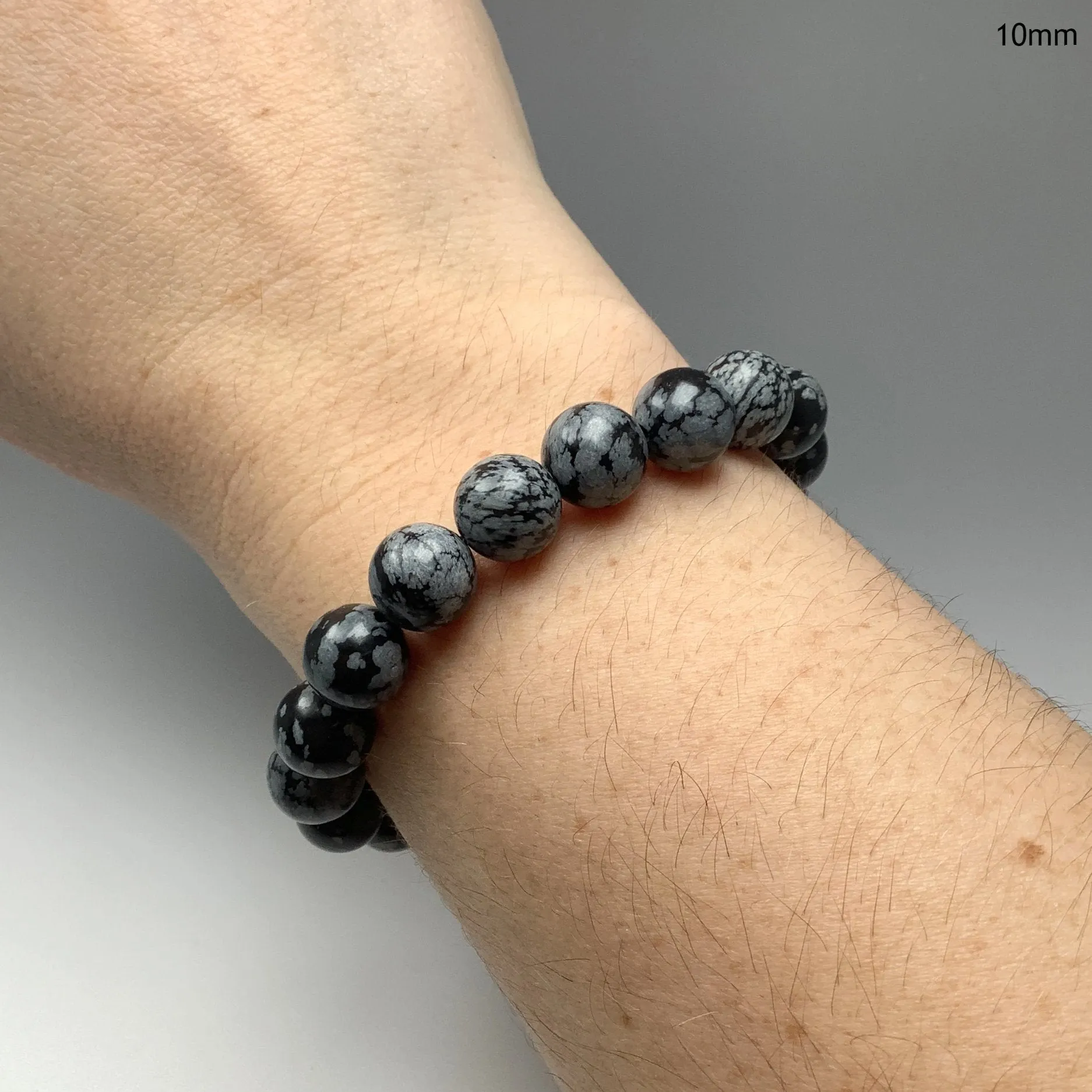 Snowflake Obsidian Beaded Bracelet