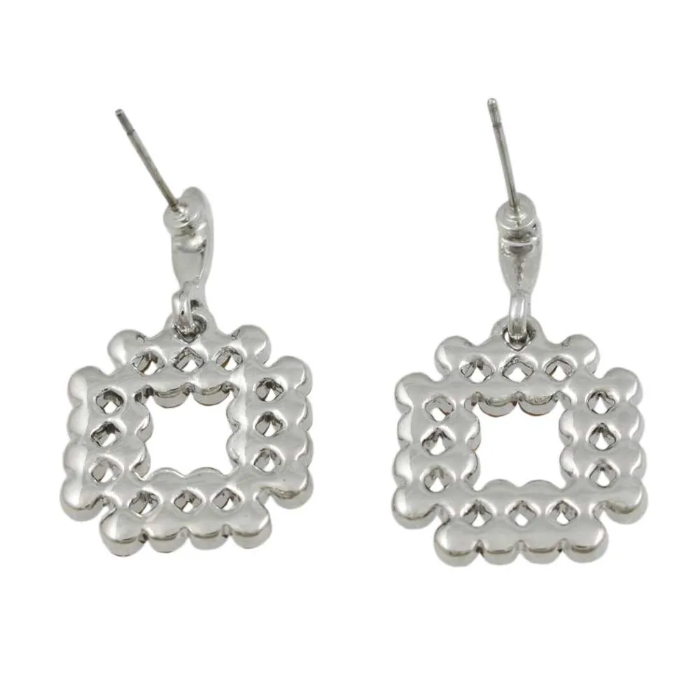 Sparkling Crystals Dangling Square Pierced Earring - REC584