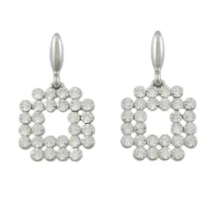 Sparkling Crystals Dangling Square Pierced Earring - REC584